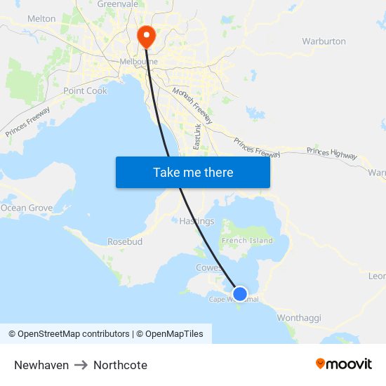 Newhaven to Northcote map