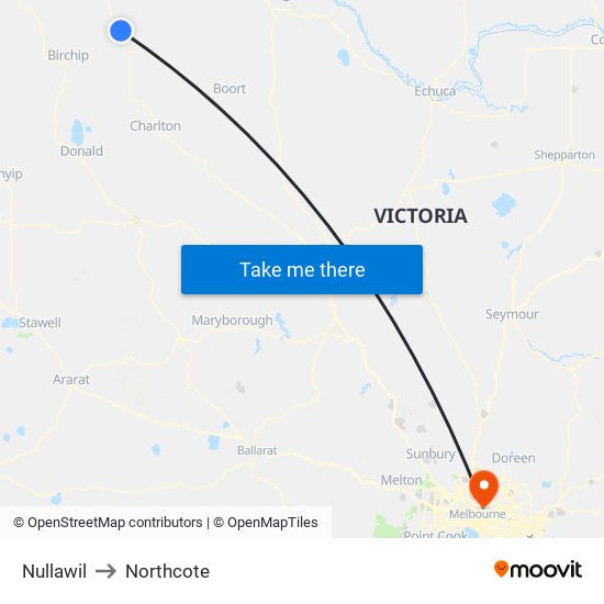 Nullawil to Northcote map