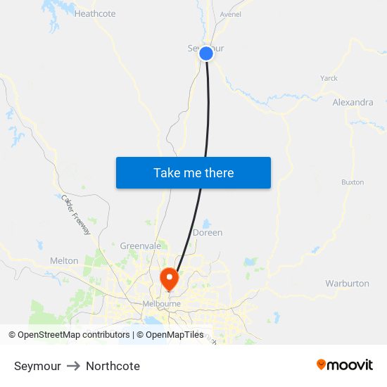 Seymour to Northcote map