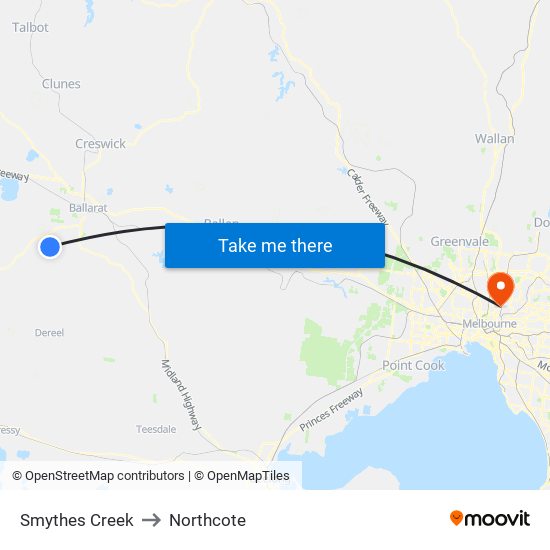 Smythes Creek to Northcote map