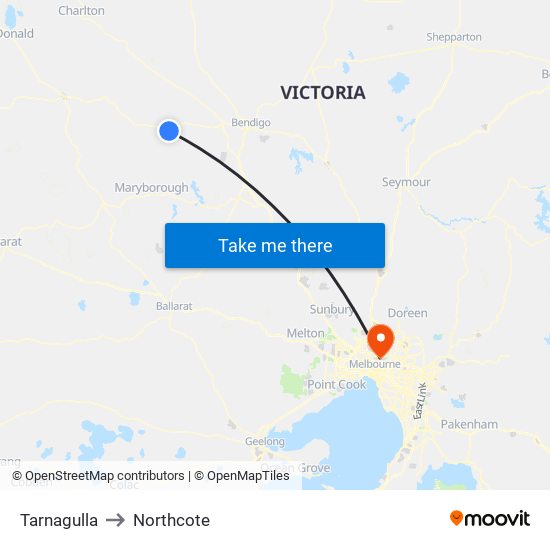 Tarnagulla to Northcote map