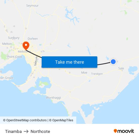 Tinamba to Northcote map