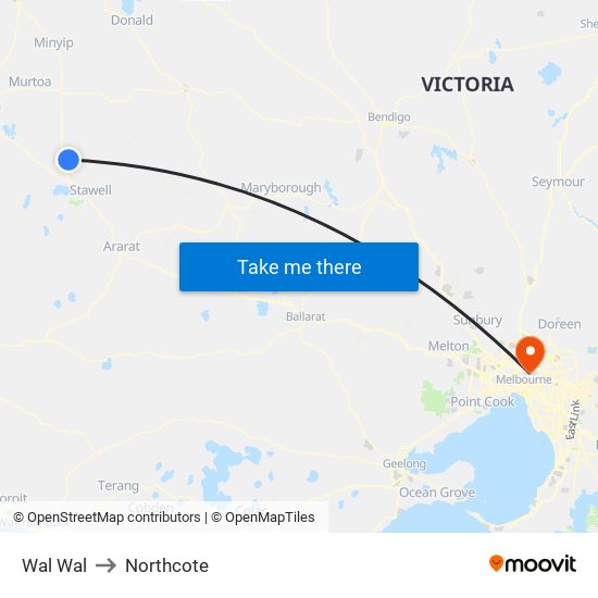 Wal Wal to Northcote map