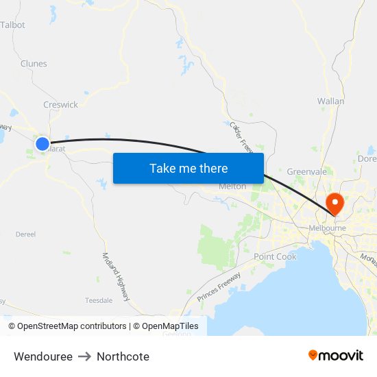 Wendouree to Northcote map