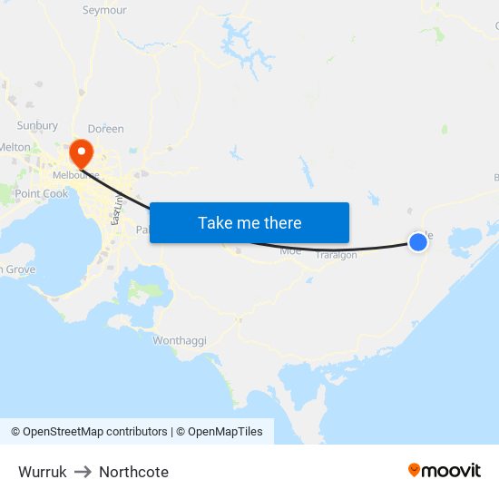 Wurruk to Northcote map