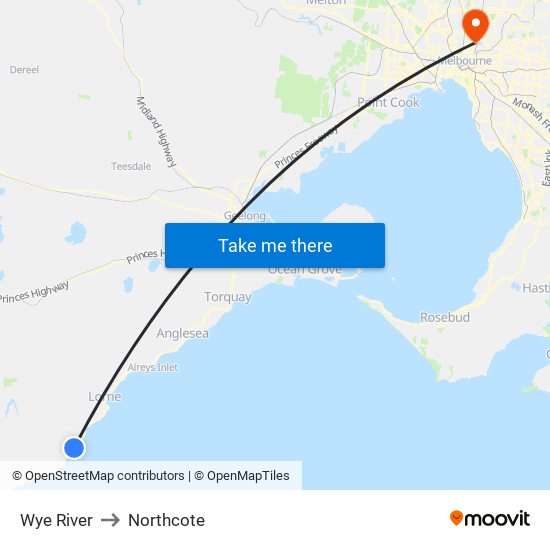 Wye River to Northcote map