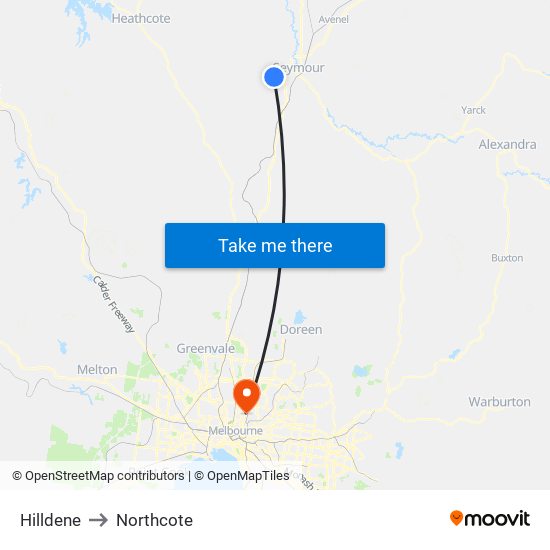 Hilldene to Northcote map