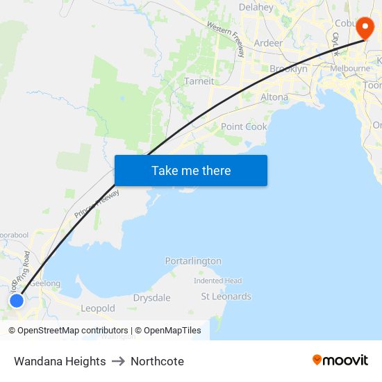 Wandana Heights to Northcote map