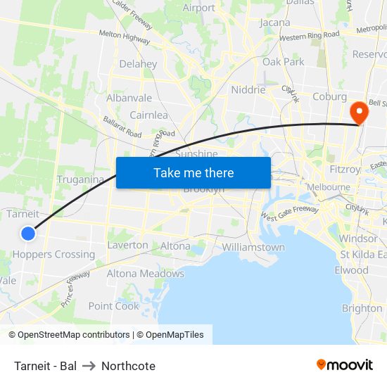 Tarneit - Bal to Northcote map