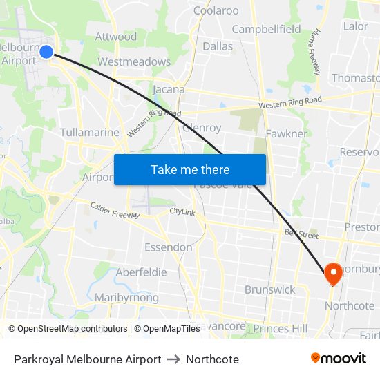 Parkroyal Melbourne Airport to Northcote map