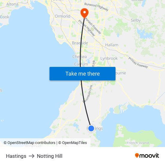 Hastings to Notting Hill map