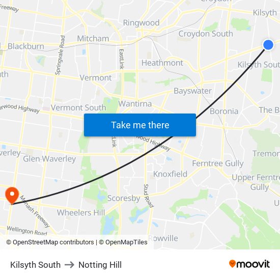 Kilsyth South to Notting Hill map