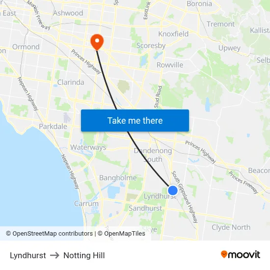 Lyndhurst to Notting Hill map