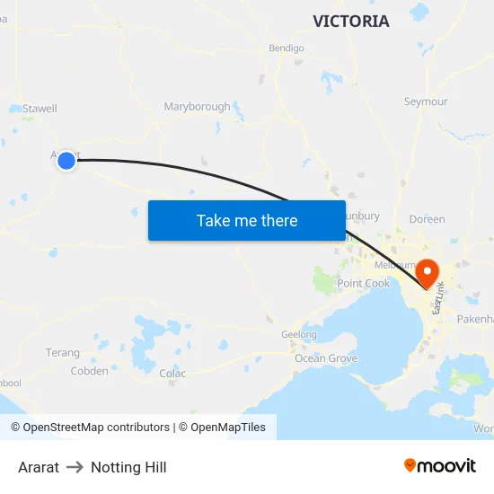 Ararat to Notting Hill map