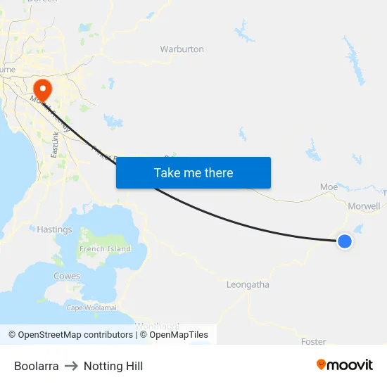 Boolarra to Notting Hill map