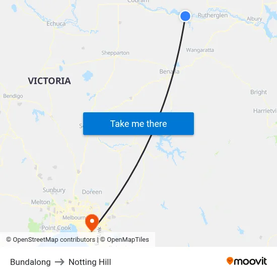 Bundalong to Notting Hill map