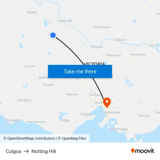 Culgoa to Notting Hill map