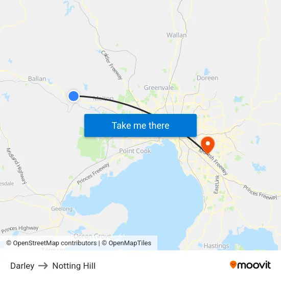 Darley to Notting Hill map