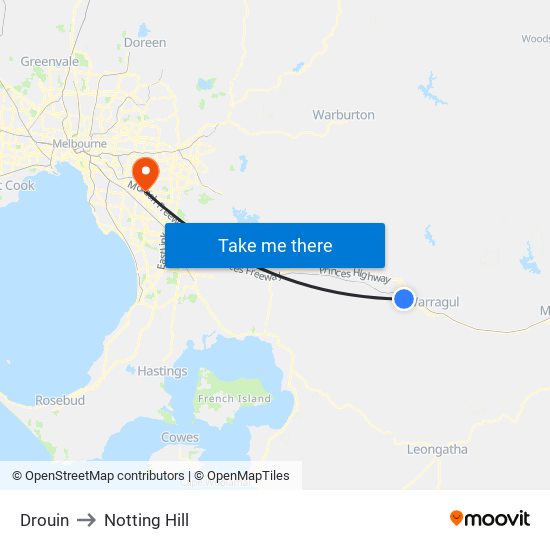 Drouin to Notting Hill map