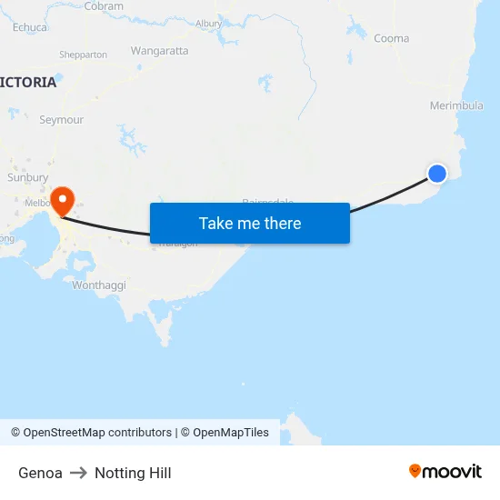 Genoa to Notting Hill map