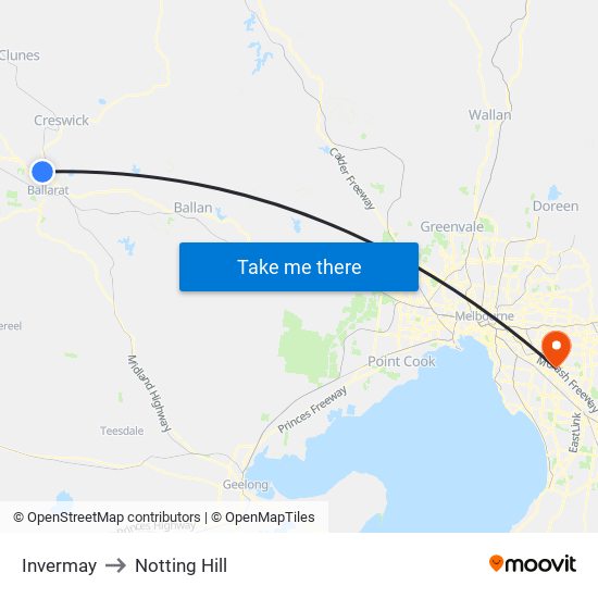 Invermay to Notting Hill map