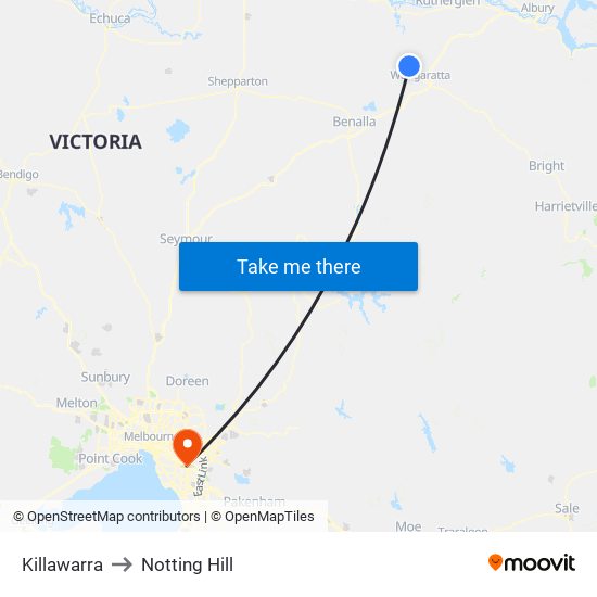Killawarra to Notting Hill map
