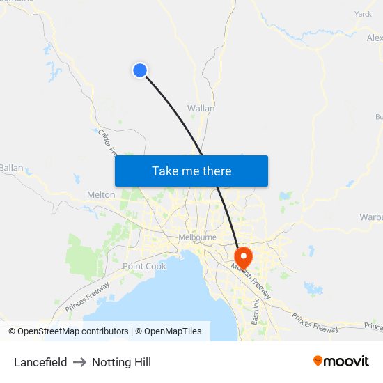 Lancefield to Notting Hill map