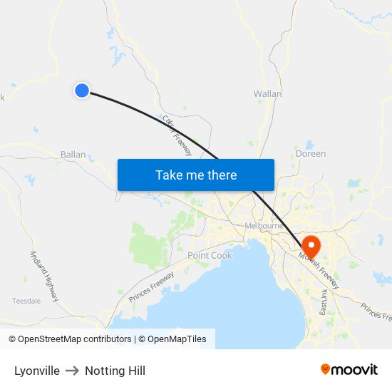 Lyonville to Notting Hill map