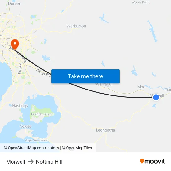 Morwell to Notting Hill map