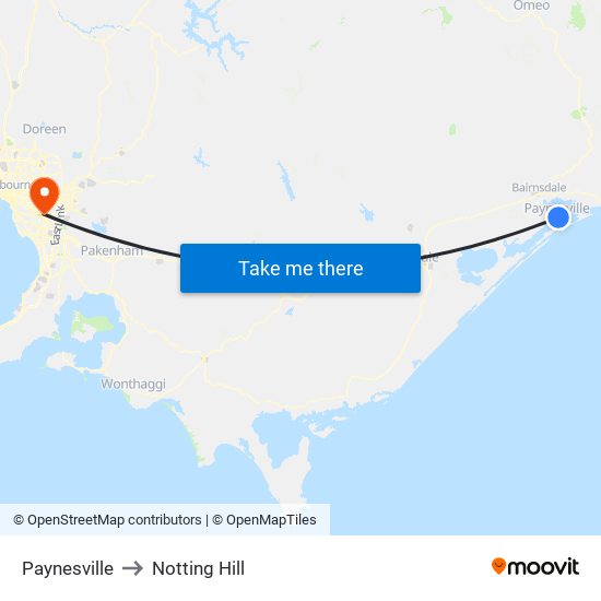 Paynesville to Notting Hill map