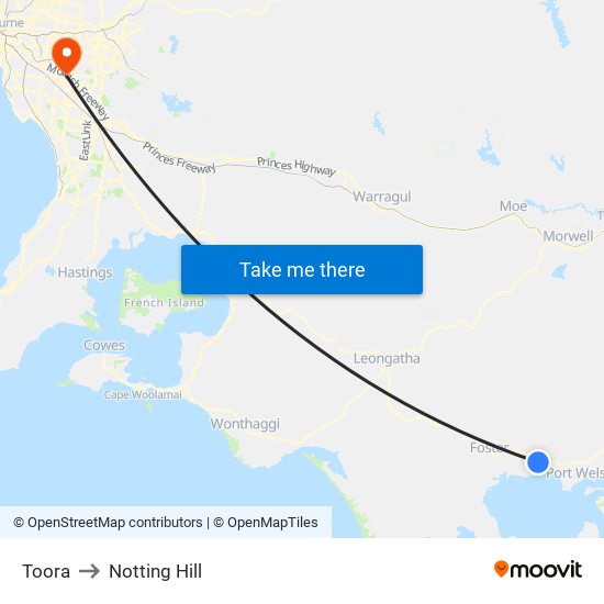 Toora to Notting Hill map