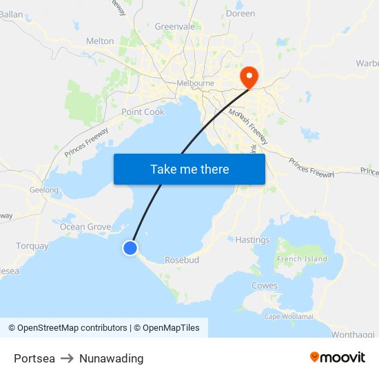 Portsea to Nunawading map