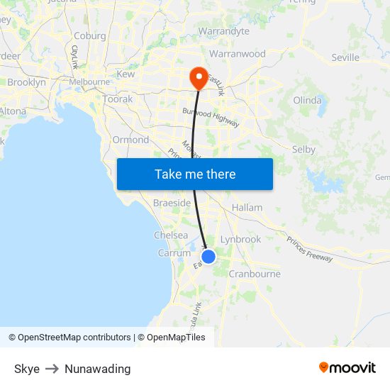 Skye to Nunawading map