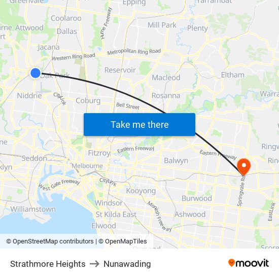 Strathmore Heights to Nunawading map