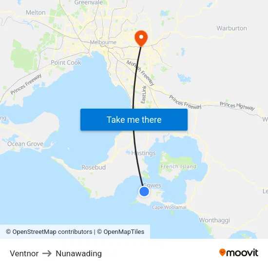 Ventnor to Nunawading map