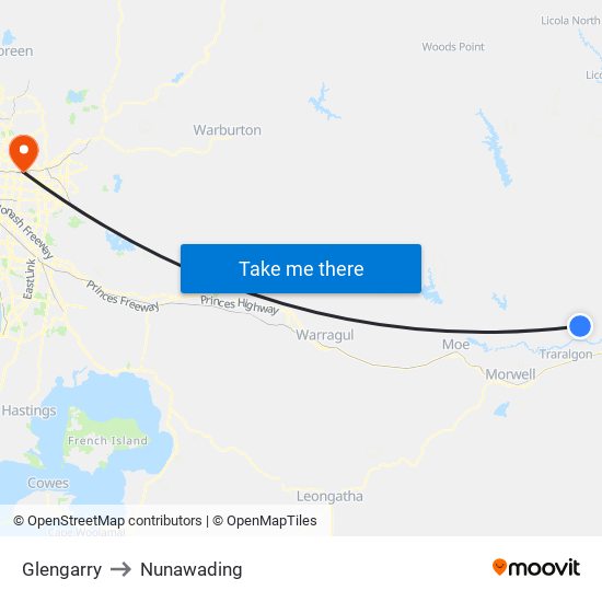 Glengarry to Nunawading map