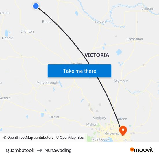 Quambatook to Nunawading map