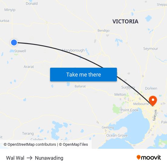 Wal Wal to Nunawading map