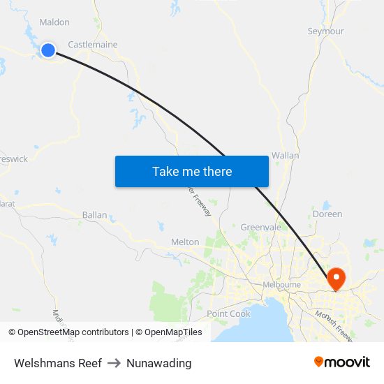 Welshmans Reef to Nunawading map