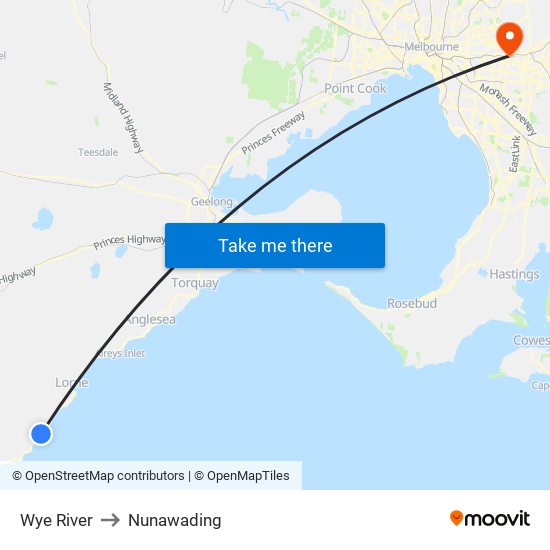 Wye River to Nunawading map