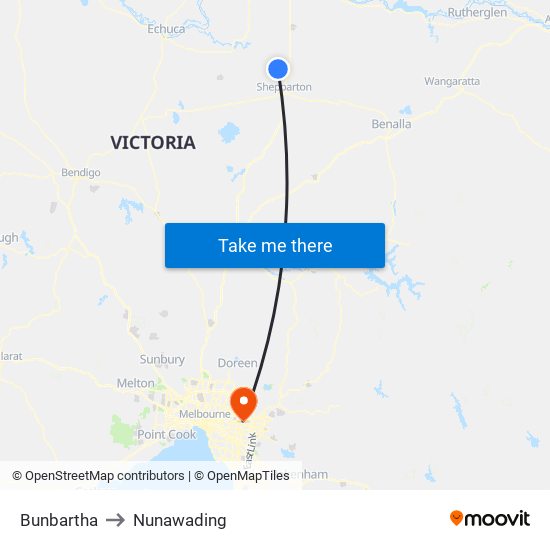 Bunbartha to Nunawading map