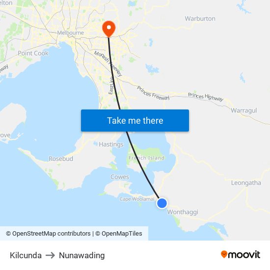 Kilcunda to Nunawading map