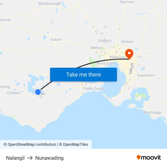 Nalangil to Nunawading map