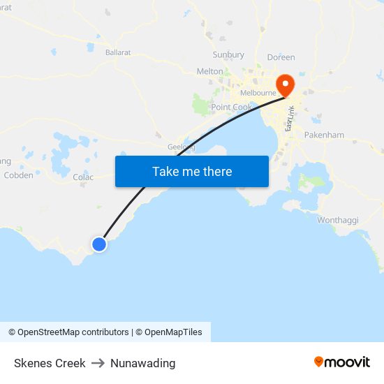 Skenes Creek to Nunawading map