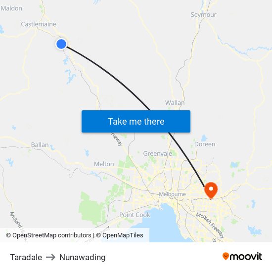 Taradale to Nunawading map