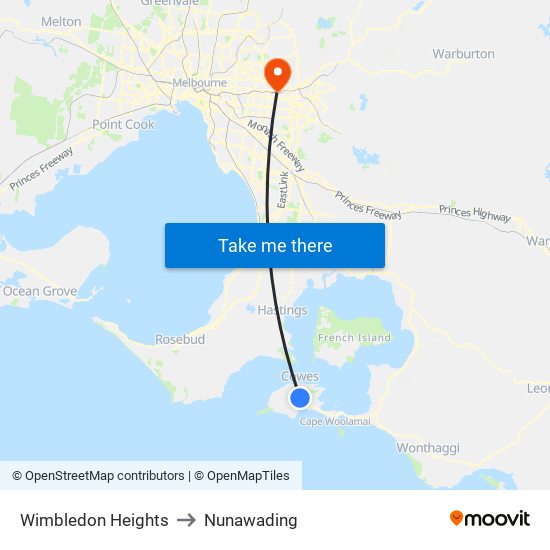 Wimbledon Heights to Nunawading map