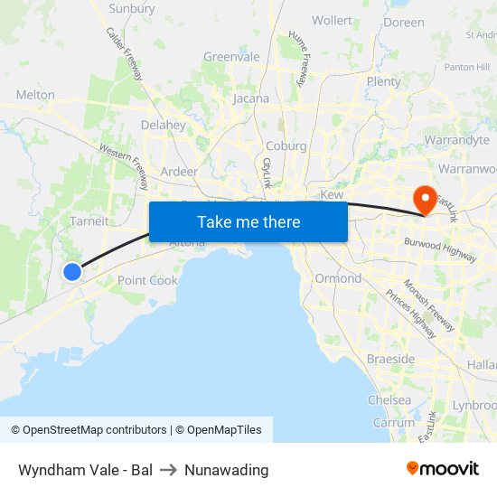 Wyndham Vale - Bal to Nunawading map