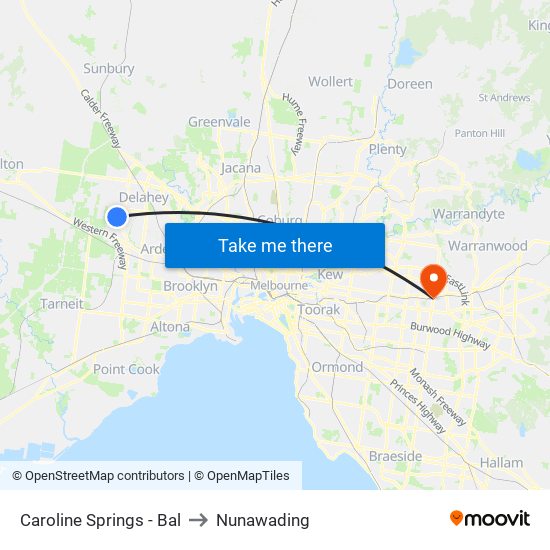 Caroline Springs - Bal to Nunawading map