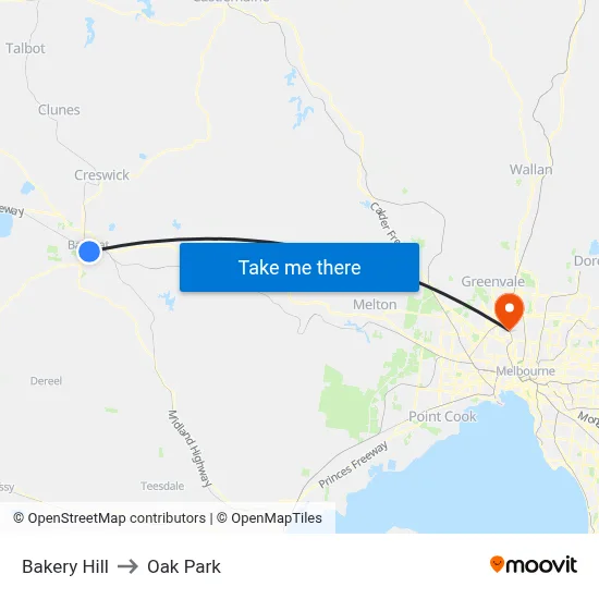 Bakery Hill to Oak Park map