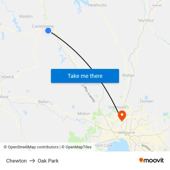 Chewton to Oak Park map